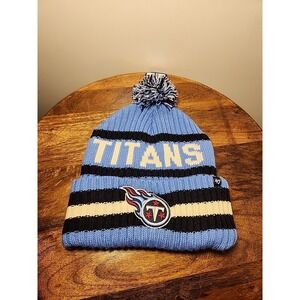 '47 Brand Mens Tennessee Titans Cuffed Winter Knit Hat Cap Pom NFL Beanie Blue